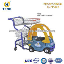 KI00B Colorful Supermarket Shopping Cart With Plastic Child Seat